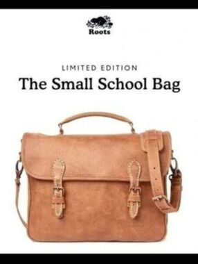 Roots Leather Small School Satchel Bag Brown